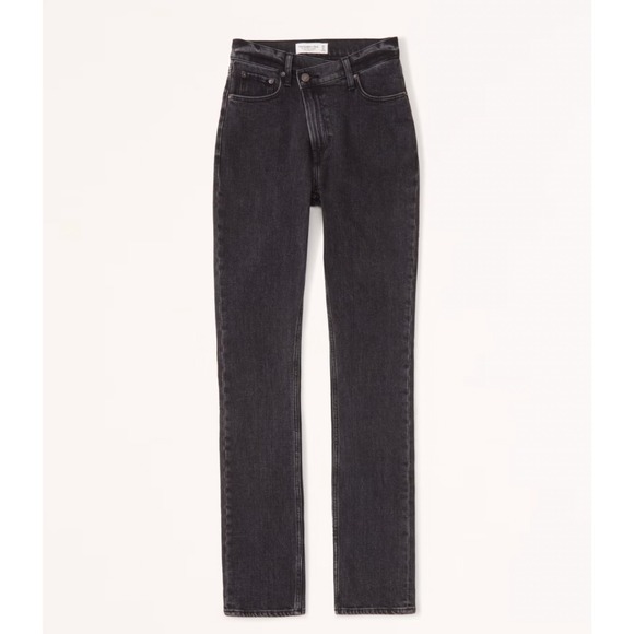 Abercrombie & Fitch Crossover The 90s Slim Straight Ultra High Rise Black Jeans - Picture 1 of 6